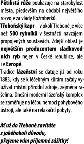 P tilist r  e poukazuje na starobylost m sta, p edev  m na obdob  nejv t  ho rozvoje za vl dy Ro mberk . T ebo sk  k...