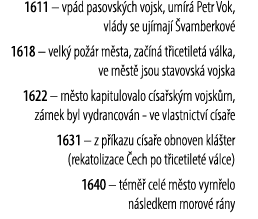 1611 – vp d pasovsk ch vojsk, um r Petr Vok, vl dy se uj maj   vamberkov  1618 – velk  po  r m sta, za  n  t icetile...