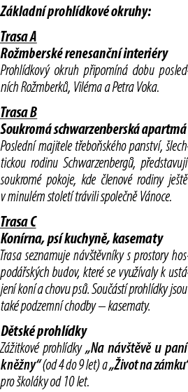 Z kladn prohl dkov  okruhy: Trasa A Ro mbersk  renesan n  interi ry Prohl dkov  okruh p ipom n  dobu posledn ch Ro m...