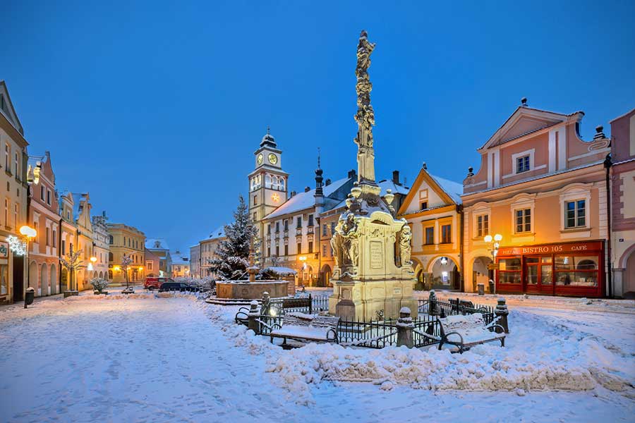 Třeboň - náměstí v zimě, foto: Libor Sváček